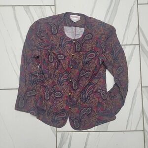 Vintage paisley blazer blouse dark acadima by Maggy London.  16